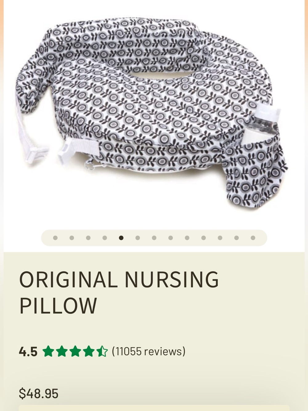 Original Nursing Pillow with Black & White Geometric Pattern